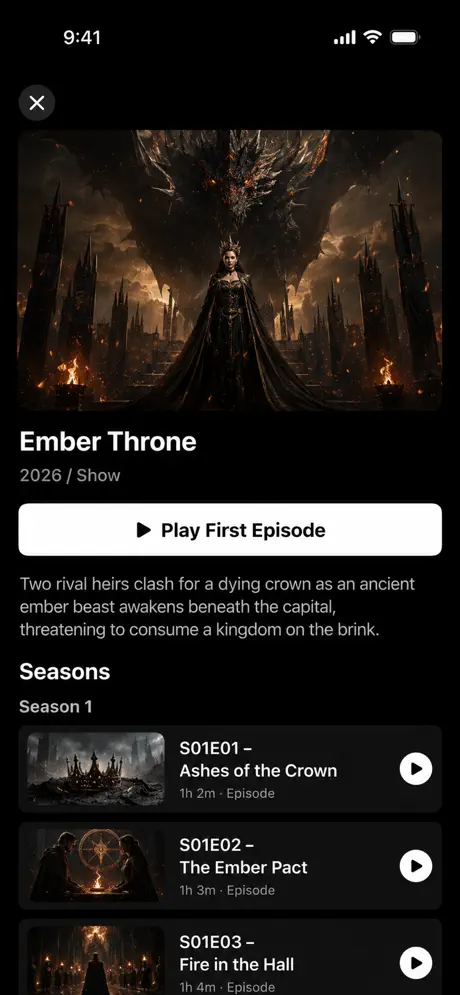 Series details and episodes on iPhone